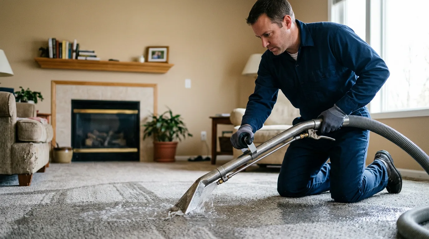 Water damage restoration technician working near Manchester, NH